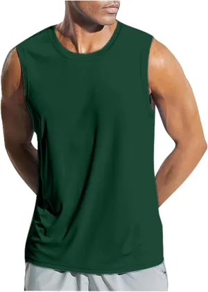Men's Solid Color Vacation Tank Tops Workout Plus Size A-Shirt Running Basics Sleeveless Undershirts Tank Top Sports