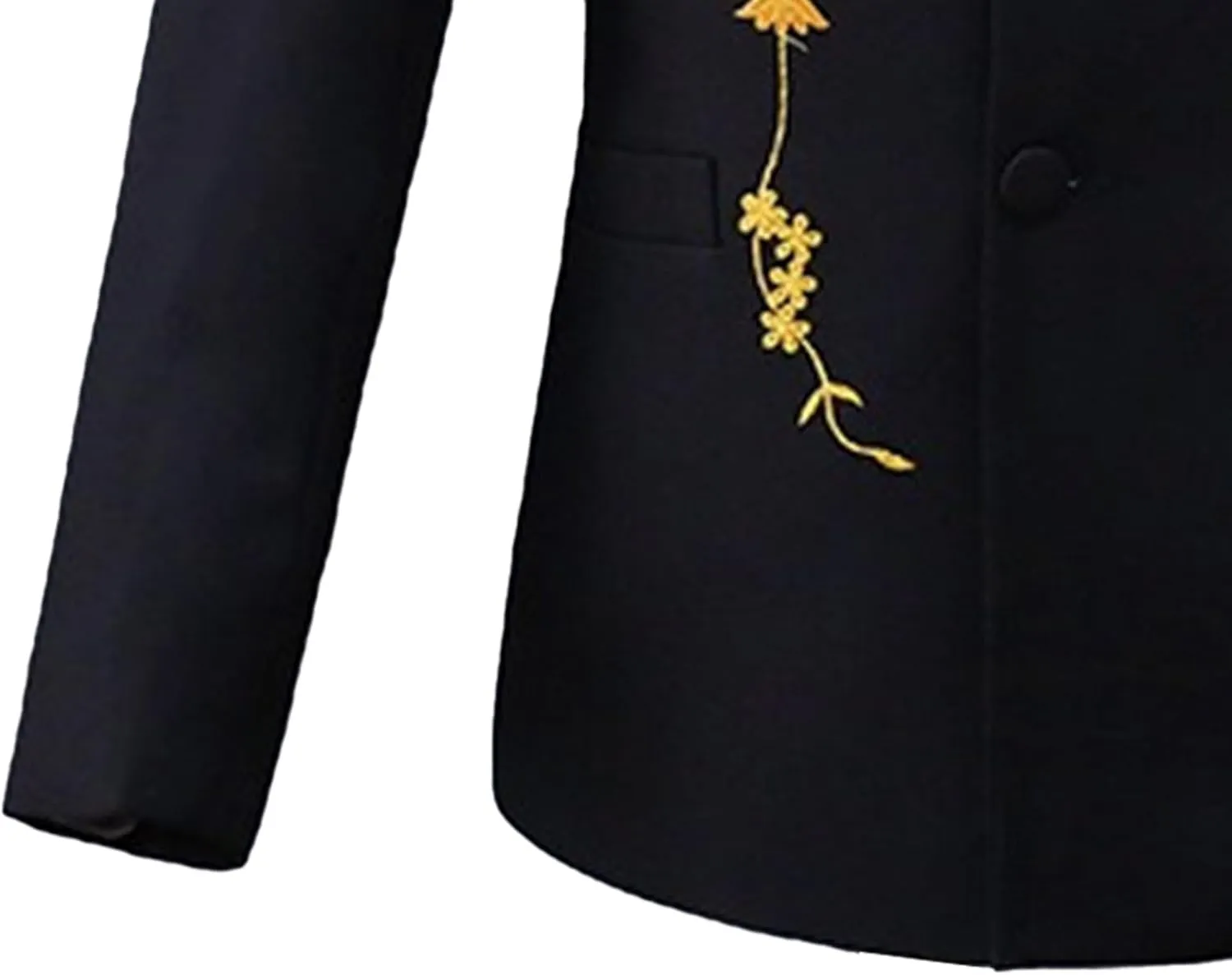 Men's Stand Collar Mandarin Suit Set Slim Fit 2 Piece Comfort Dress Suits Embroidered Front Button Blazer Pants Sets
