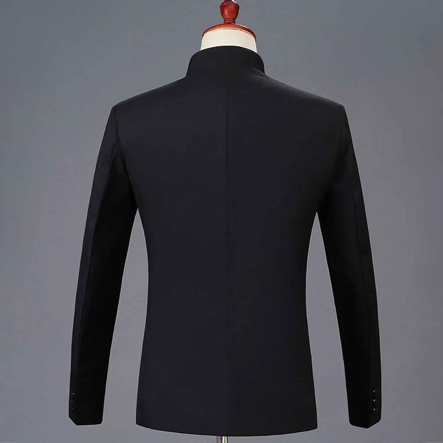 Men's Stand Collar Mandarin Suit Set Slim Fit 2 Piece Comfort Dress Suits Embroidered Front Button Blazer Pants Sets