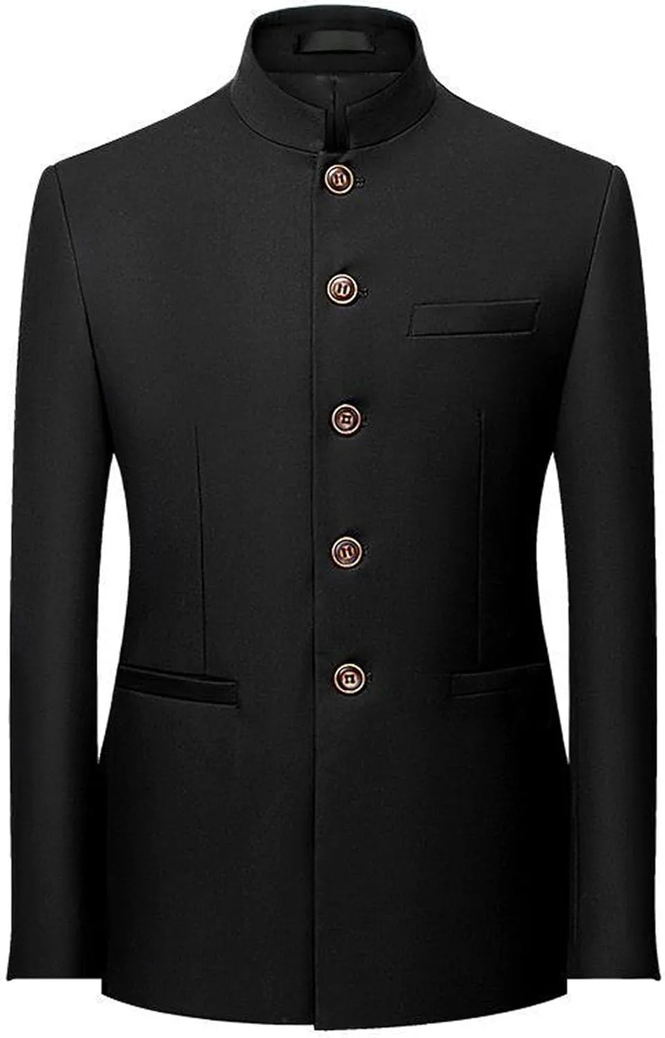 Men's Stand Collar Mandarin Suit Set Slim Fit 2 Piece Comfort Dress Suits Embroidered Front Button Blazer Pants Sets