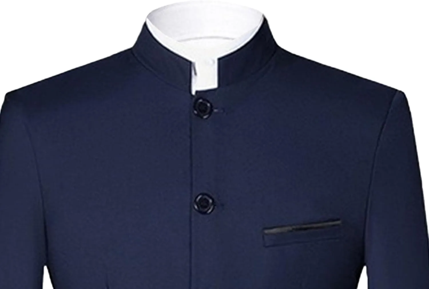 Men's Stand Collar Mandarin Suit Set Slim Fit 2 Piece Comfort Dress Suits Embroidered Front Button Blazer Pants Sets