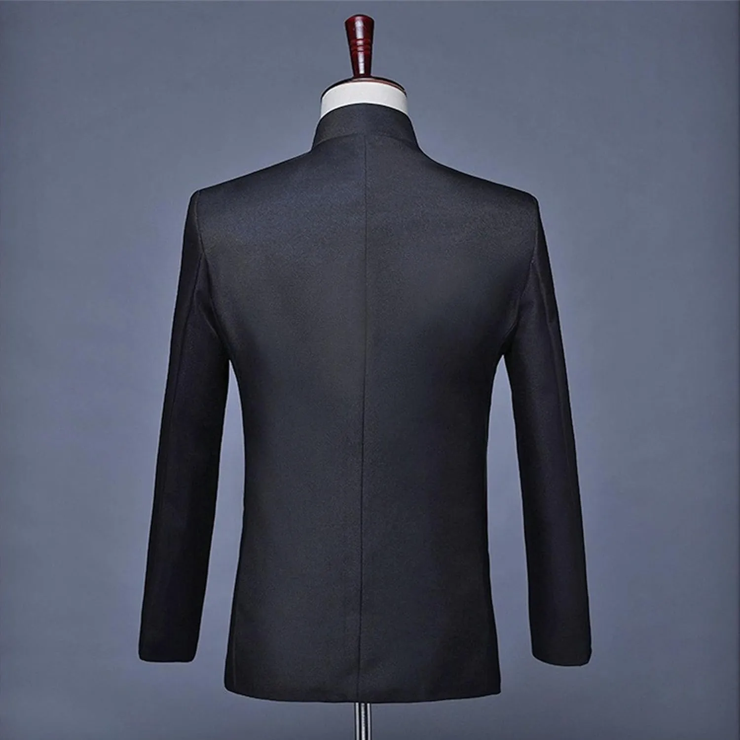 Men's Stand Collar Mandarin Suit Set Slim Fit 2 Piece Comfort Dress Suits Embroidered Front Button Blazer Pants Sets