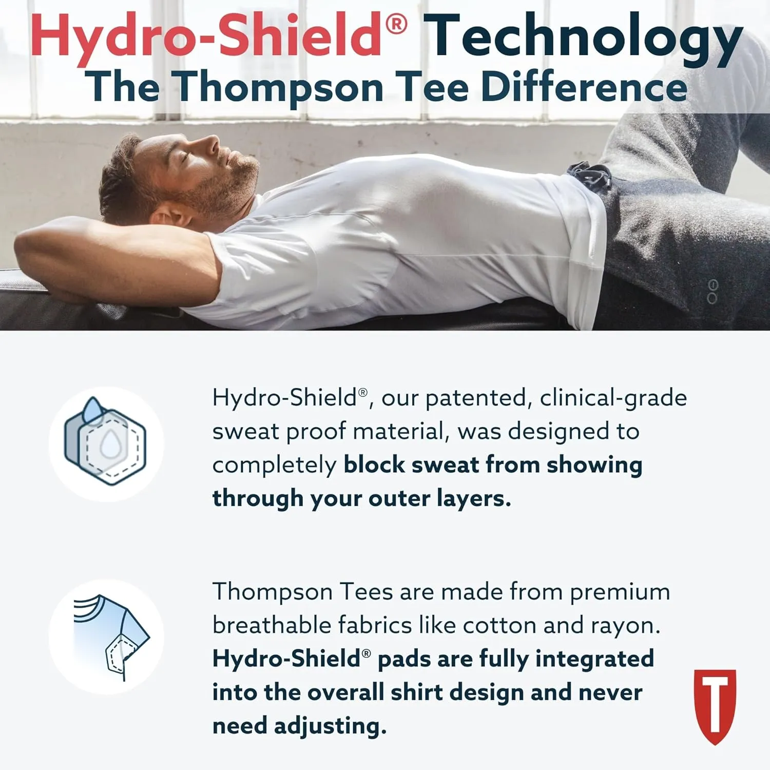 Men's Sweatproof Undershirt | Slim Fit V Neck T-Shirt with Underarm Sweat Pads | Aluminum-Free Alternative