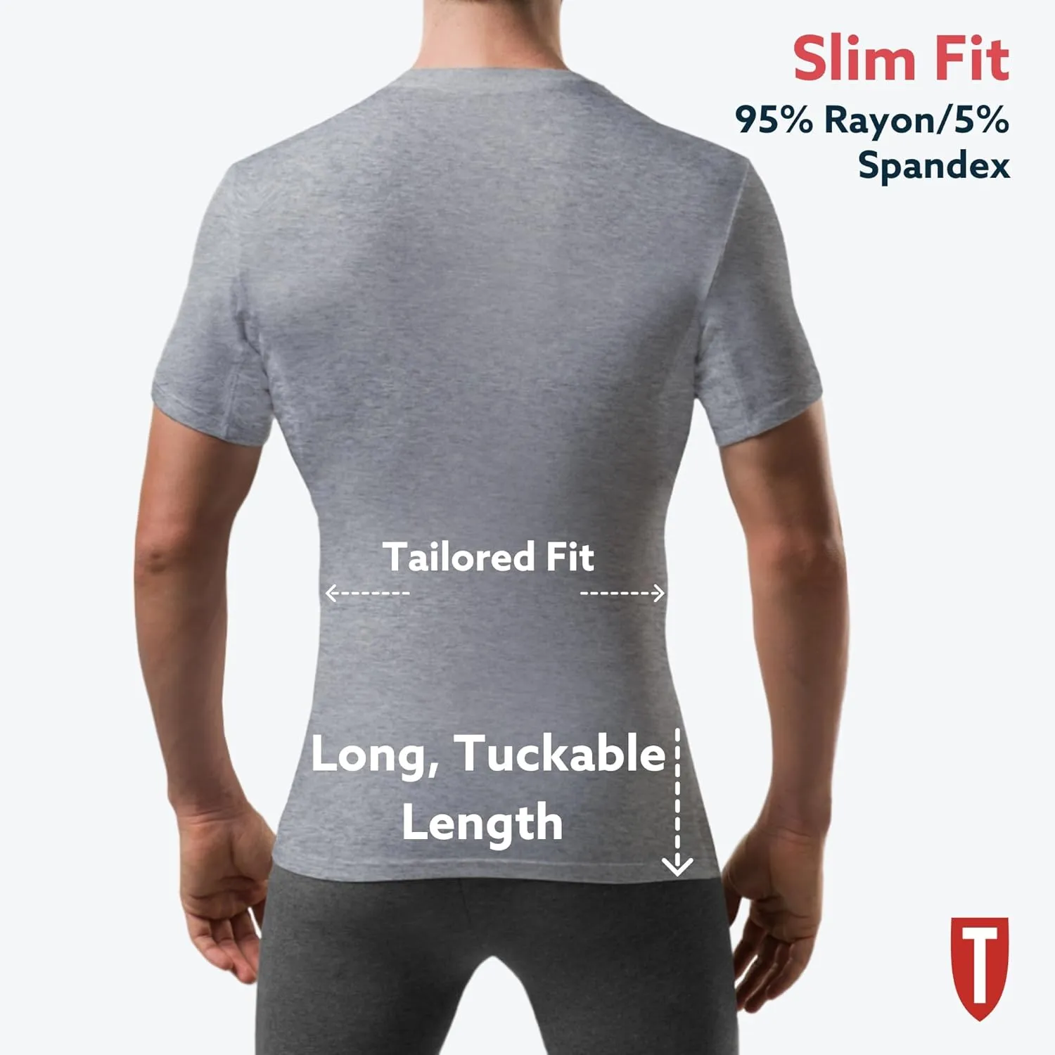Men's Sweatproof Undershirt | Slim Fit V Neck T-Shirt with Underarm Sweat Pads | Aluminum-Free Alternative