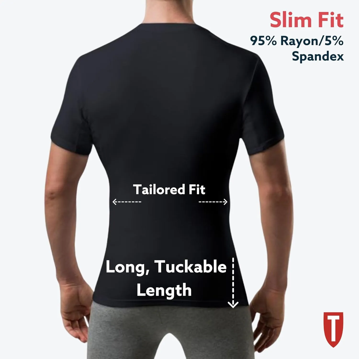 Men's Sweatproof Undershirt | Slim Fit V Neck T-Shirt with Underarm Sweat Pads | Aluminum-Free Alternative