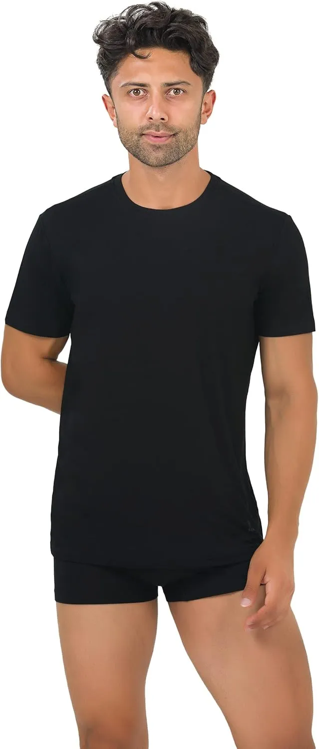 Men's T-Shirts Rayon Made from Bamboo - Modern Fit, Moisture Wicking Undershirt - Crewneck/V-Neck Tees, 3-Pack