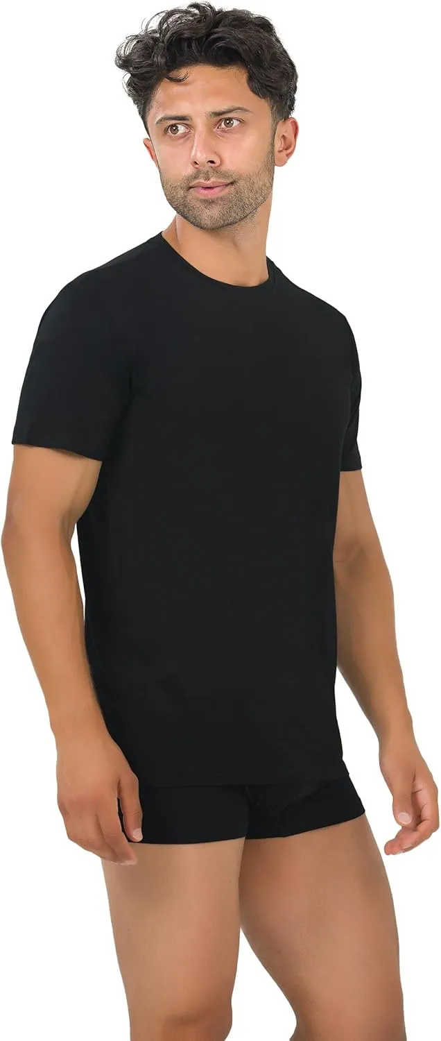 Men's T-Shirts Rayon Made from Bamboo - Modern Fit, Moisture Wicking Undershirt - Crewneck/V-Neck Tees, 3-Pack