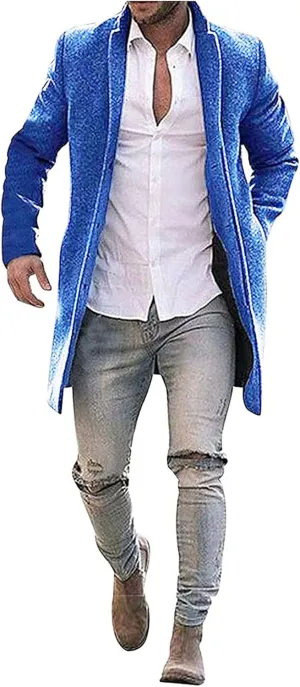 Mens Trench Coat,Winter Jacket for Men Plus Size Long Coat Men Cardigan Cute Print Windbreaker Warm Long Jacket