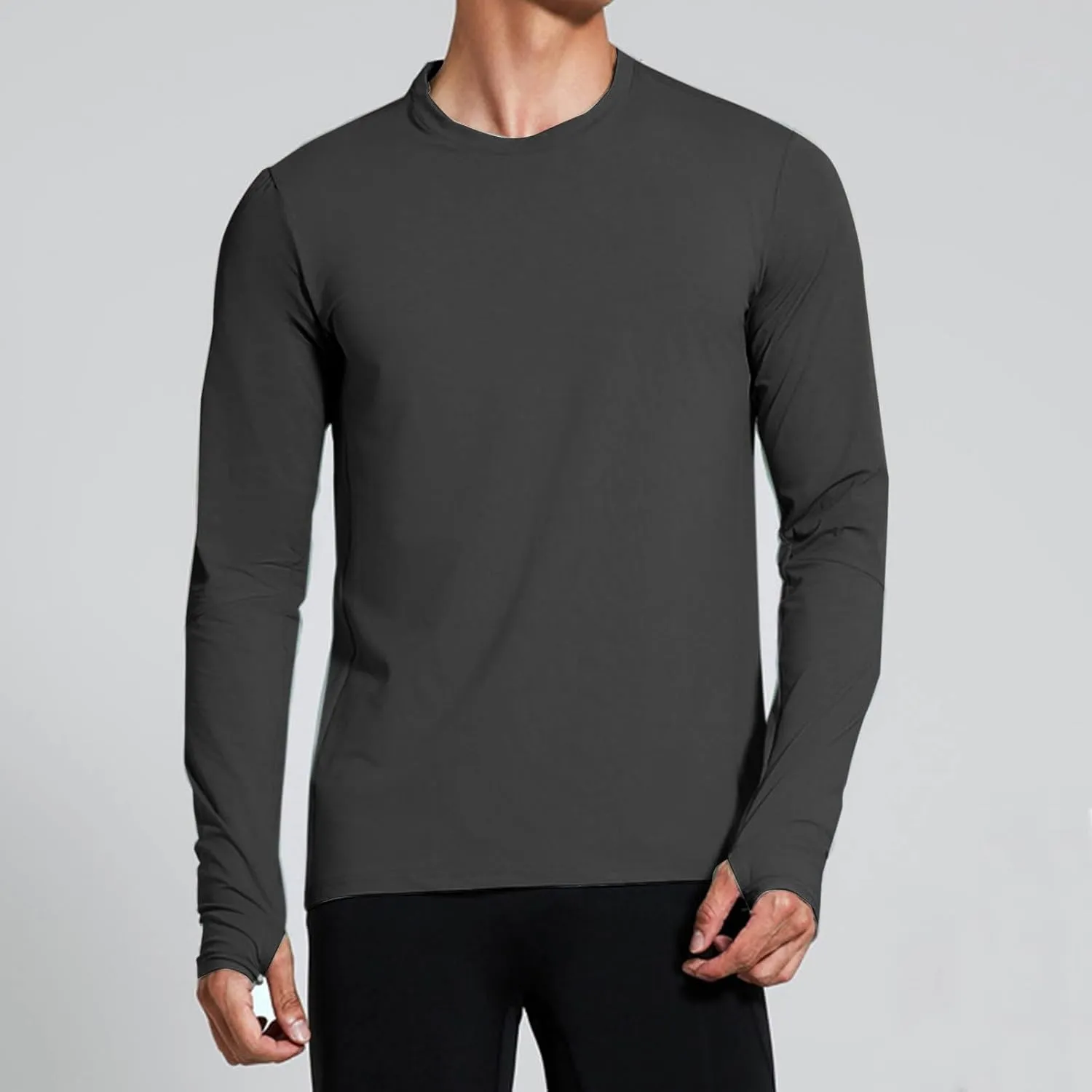 Men's UPF 50  Long Sleeve Hoodie Sun Protection Shirts Round Neck Splicing Comfort Hiking Shirt Jacket 2025