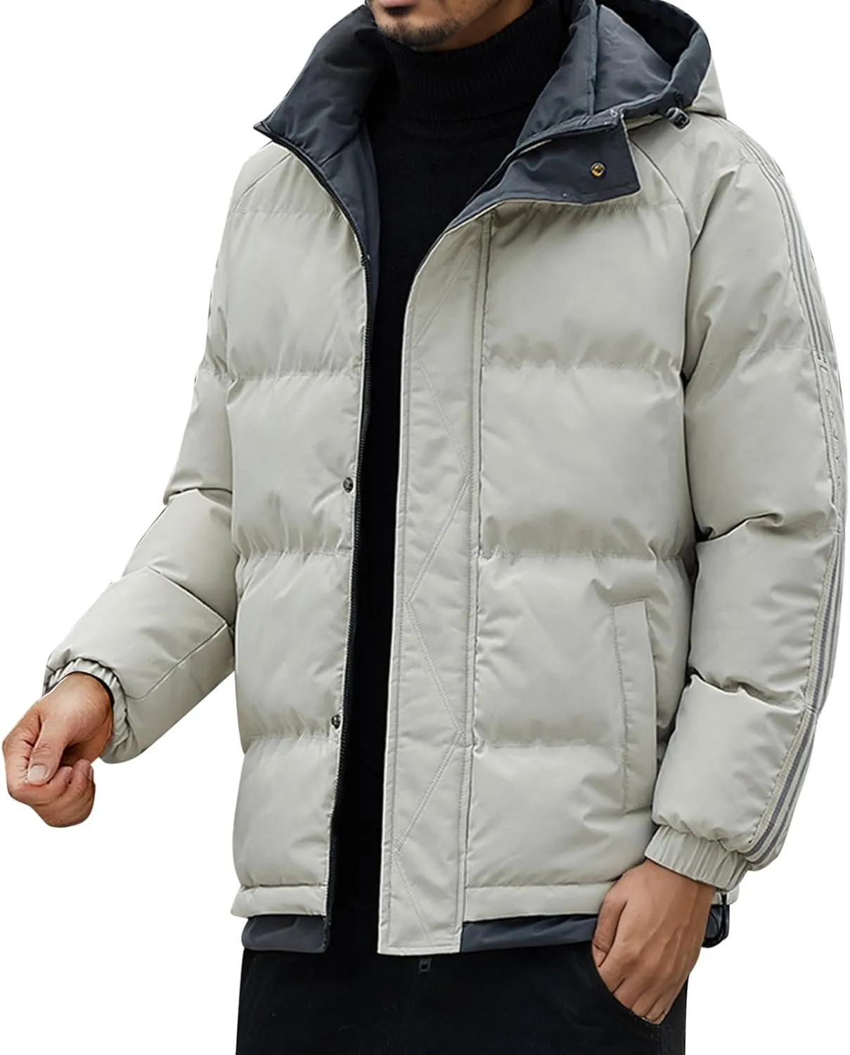 Men's Winter Thick Casual Jacket Winter Warm Cotton Hooded Coat Multi Size (M 8XL) Utility Jacket Men Lightweight