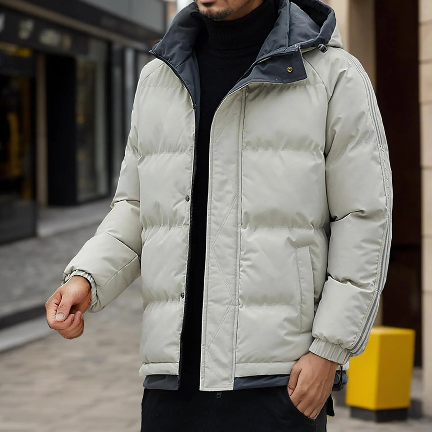 Men's Winter Thick Casual Jacket Winter Warm Cotton Hooded Coat Multi Size (M 8XL) Utility Jacket Men Lightweight