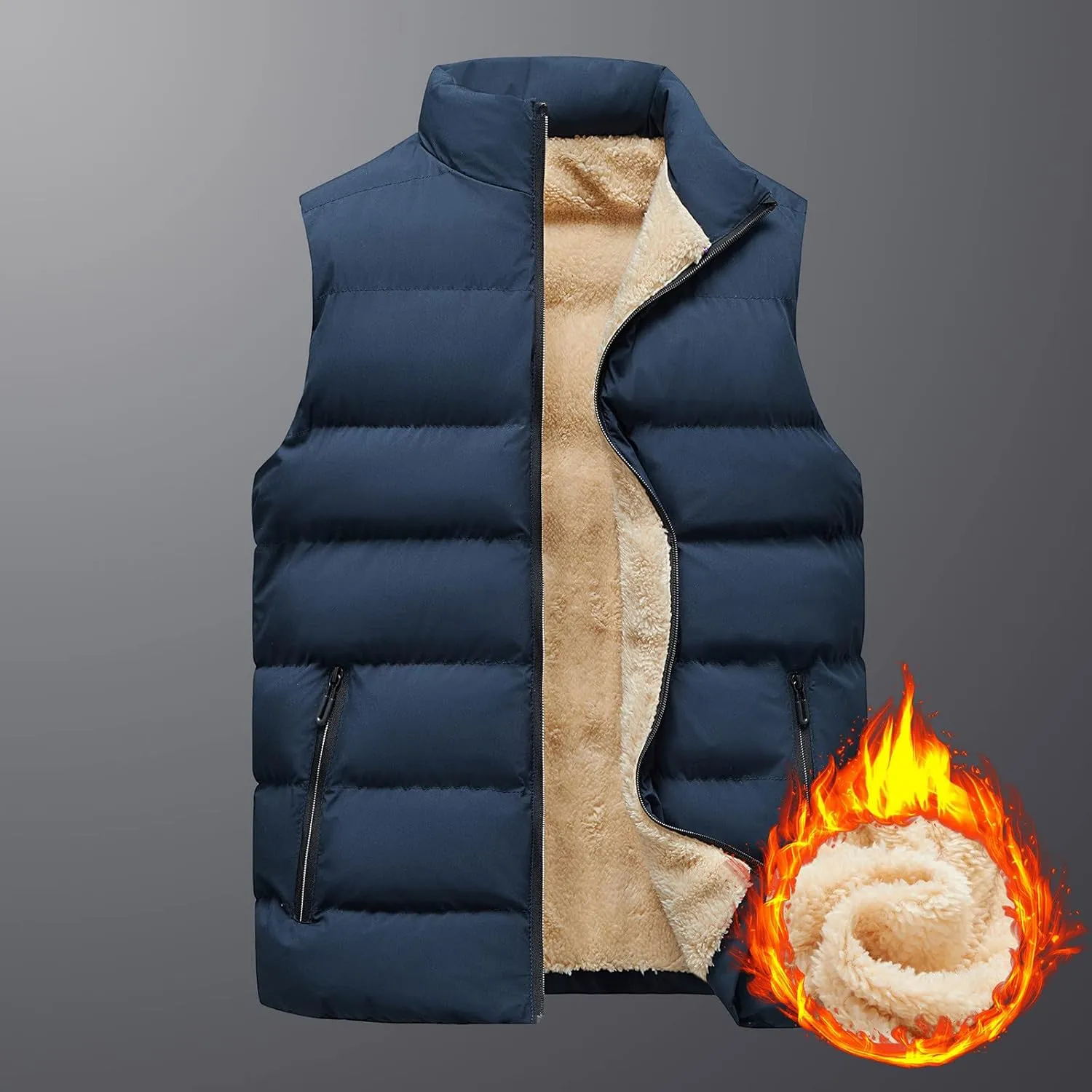 Men's Winter Vests Outerwear Puffer Vest Casual Warm Zipper Sleeveless Vest Jacket Coat Outwear Tops Vest, XXL-5XL