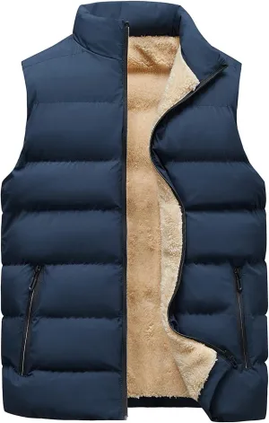Men's Winter Vests Outerwear Puffer Vest Casual Warm Zipper Sleeveless Vest Jacket Coat Outwear Tops Vest, XXL-5XL