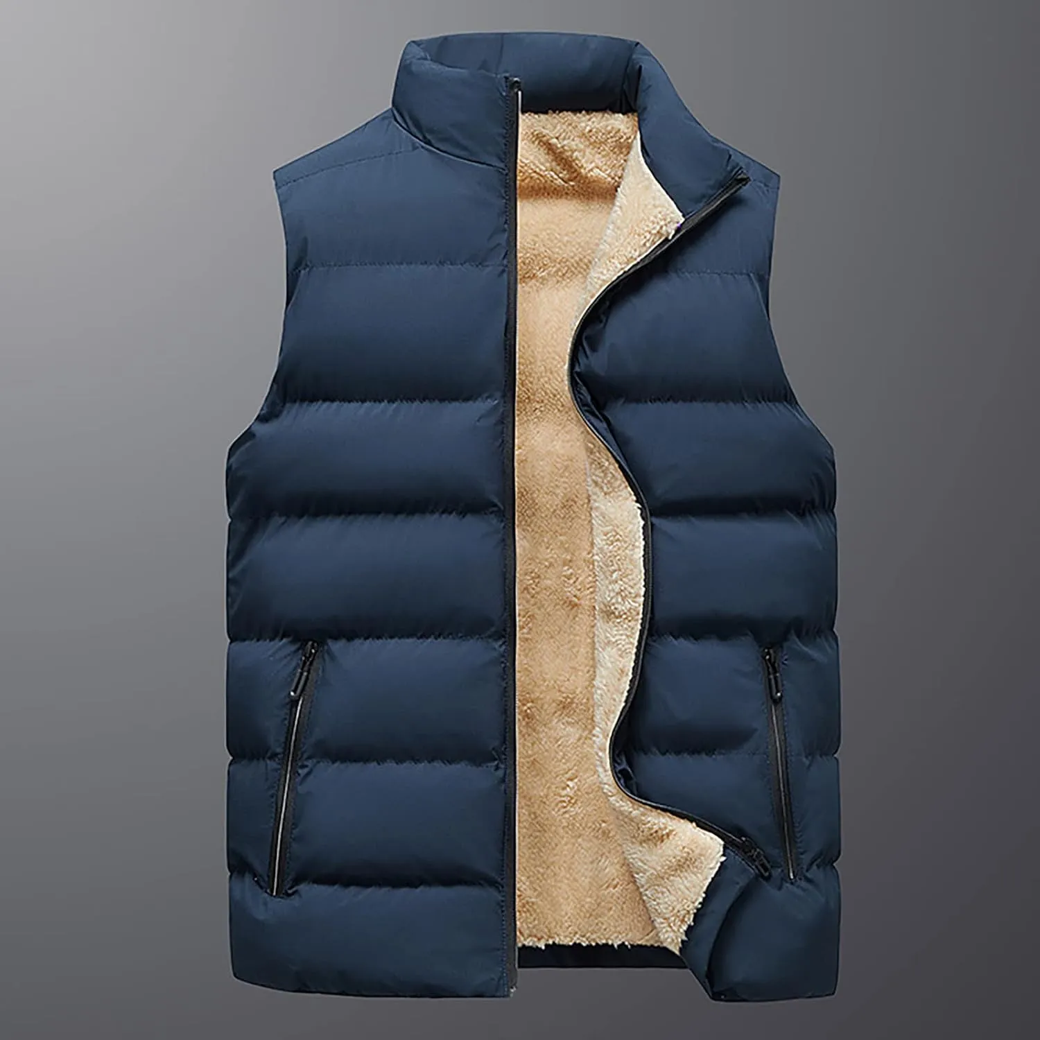 Men's Winter Vests Outerwear Puffer Vest Casual Warm Zipper Sleeveless Vest Jacket Coat Outwear Tops Vest, XXL-5XL