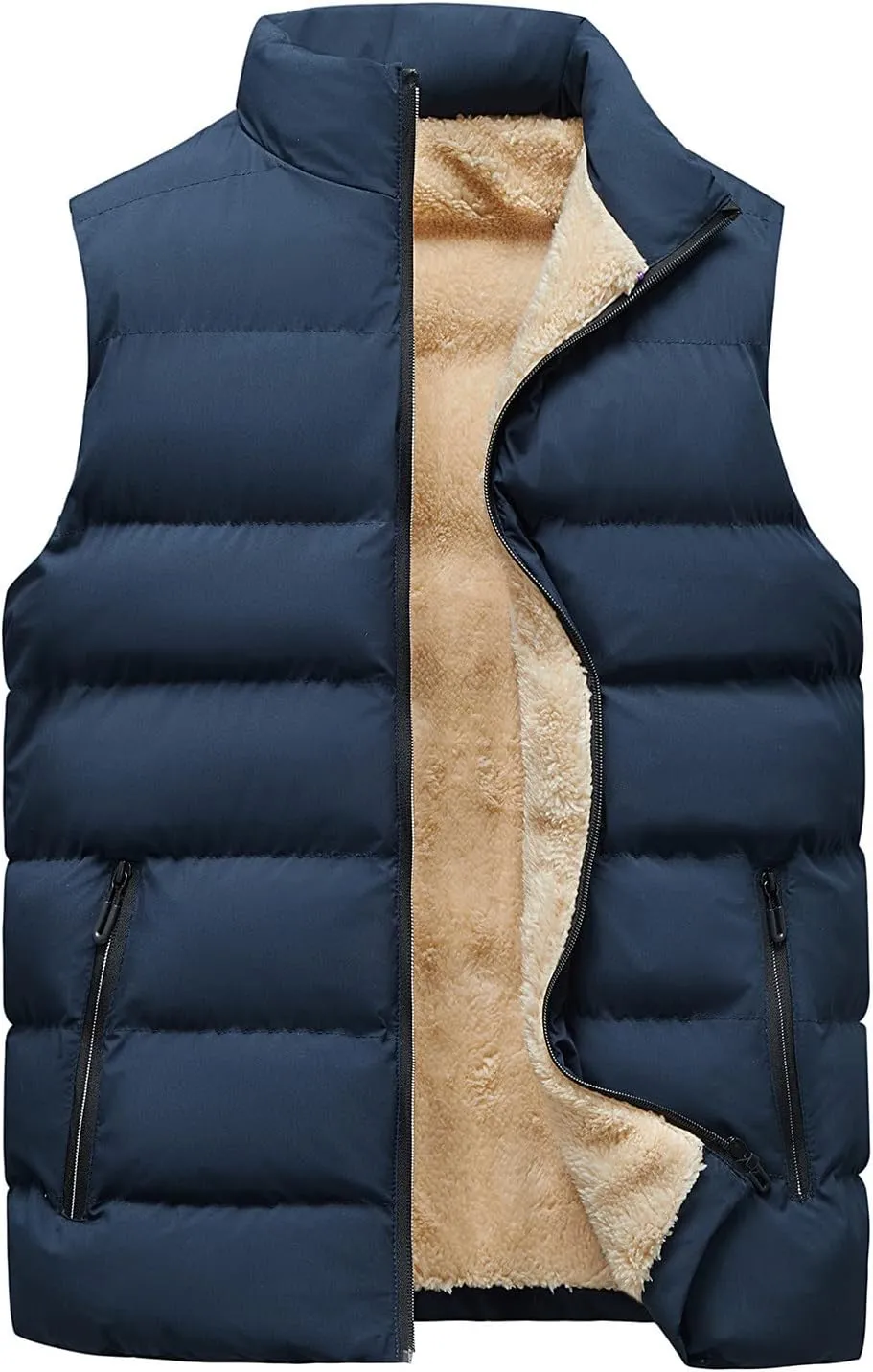 Men's Winter Vests Outerwear Puffer Vest Casual Warm Zipper Sleeveless Vest Jacket Coat Outwear Tops Vest, XXL-5XL