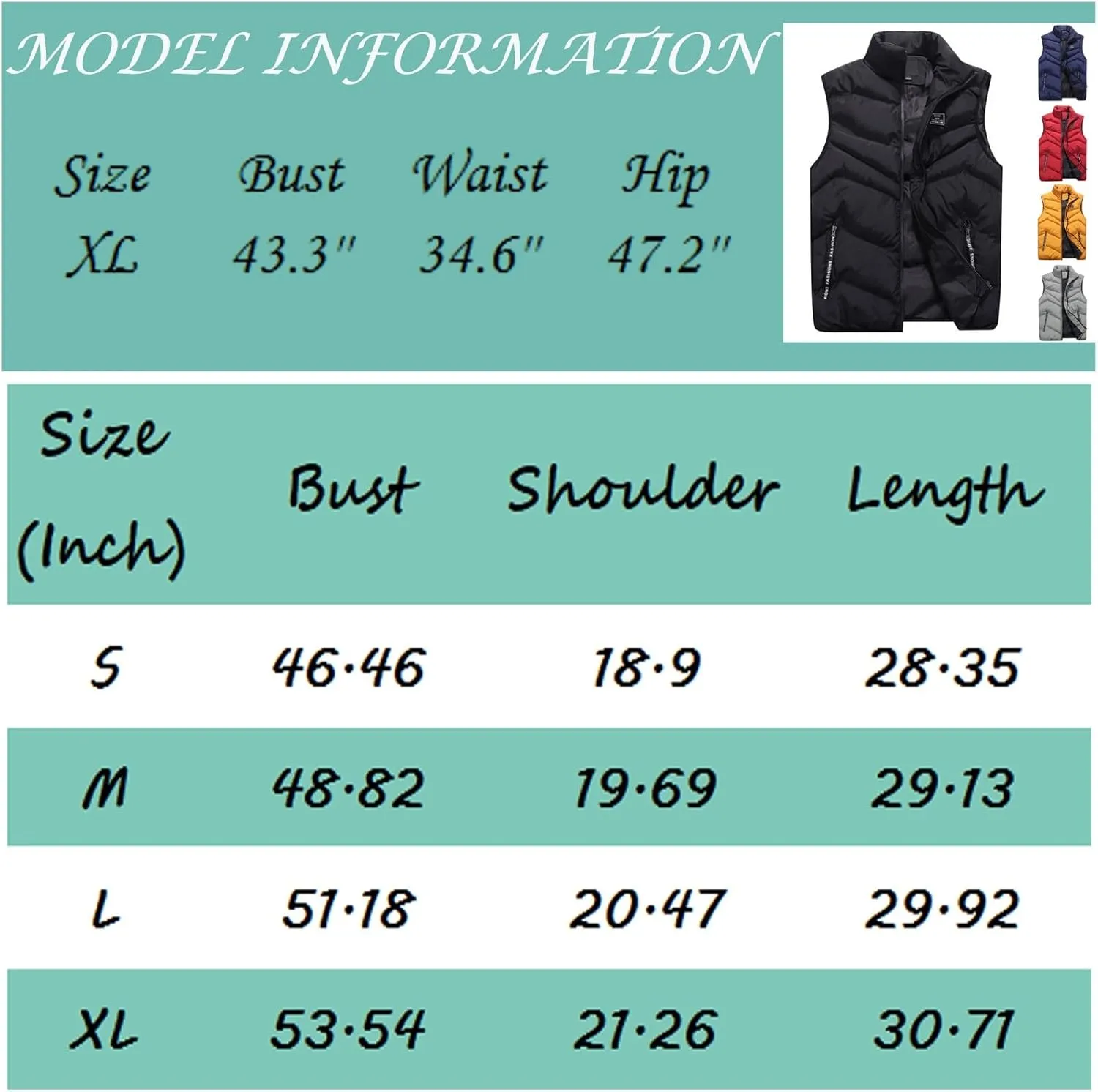 Men's Winter Vests Outerwear Puffer Vest Casual Warm Zipper Sleeveless Vest Jacket Coat Outwear Tops Vest, XXL-5XL