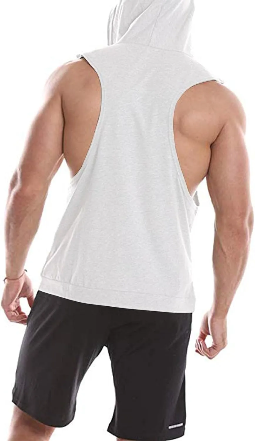 Mens Work Out Gym Beach Vest Hoods Coat for Man Sleeveless Hawaiian Cami Tank Hooded Tropical Fall Winter Vest 2025