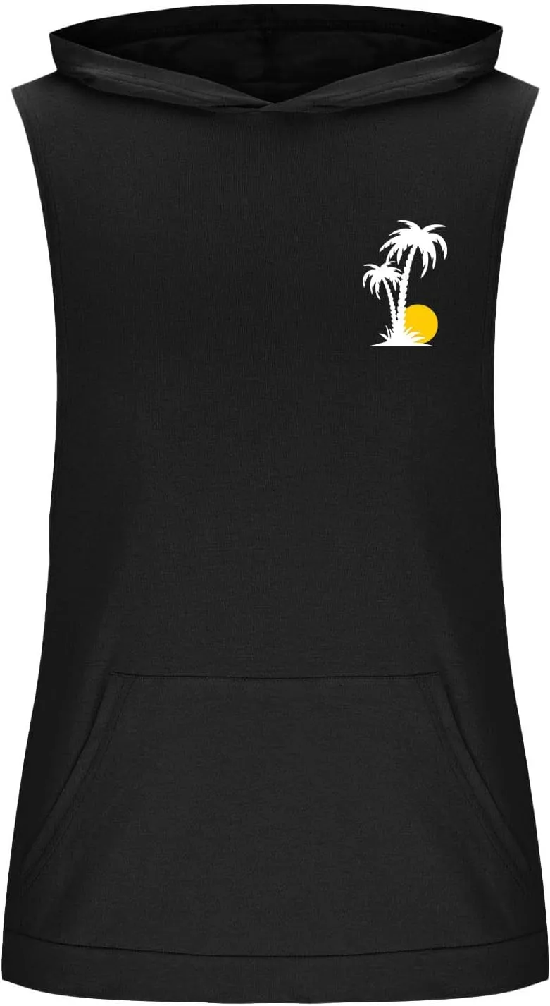 Mens Work Out Gym Beach Vest Hoods Coat for Man Sleeveless Hawaiian Cami Tank Hooded Tropical Fall Winter Vest 2025