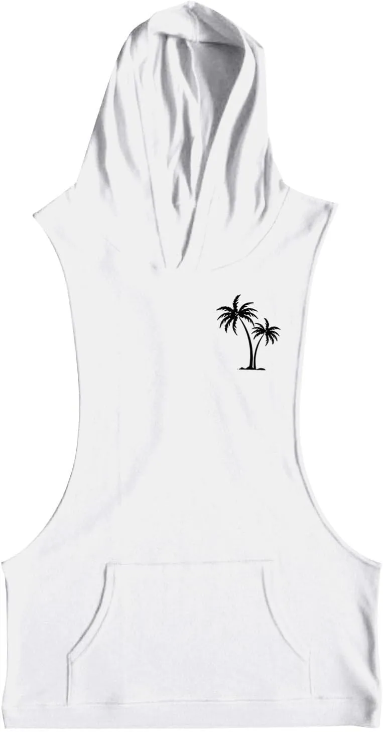 Mens Work Out Gym Beach Vest Hoods Coat for Man Sleeveless Hawaiian Cami Tank Hooded Tropical Fall Winter Vest 2025