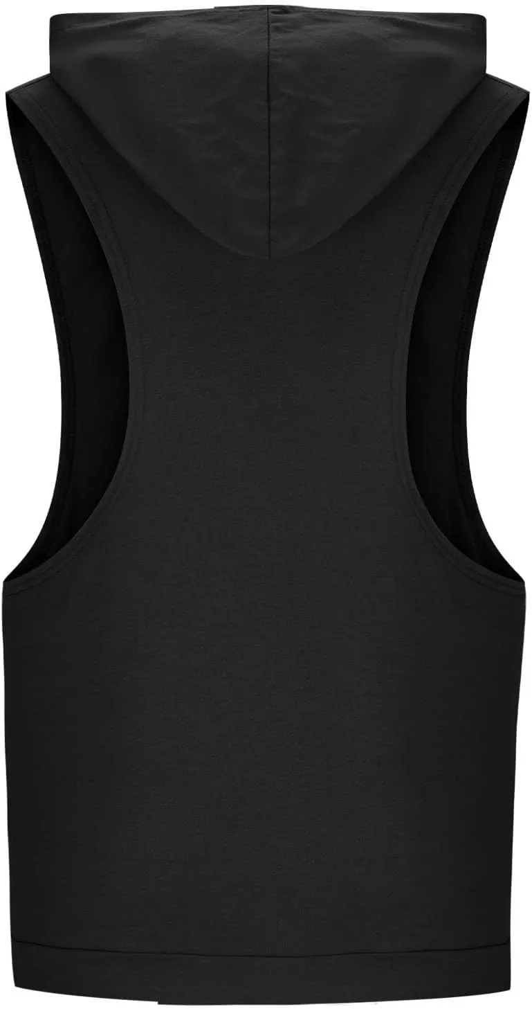 Mens Work Out Gym Beach Vest Hoods Coat for Man Sleeveless Hawaiian Cami Tank Hooded Tropical Fall Winter Vest 2025