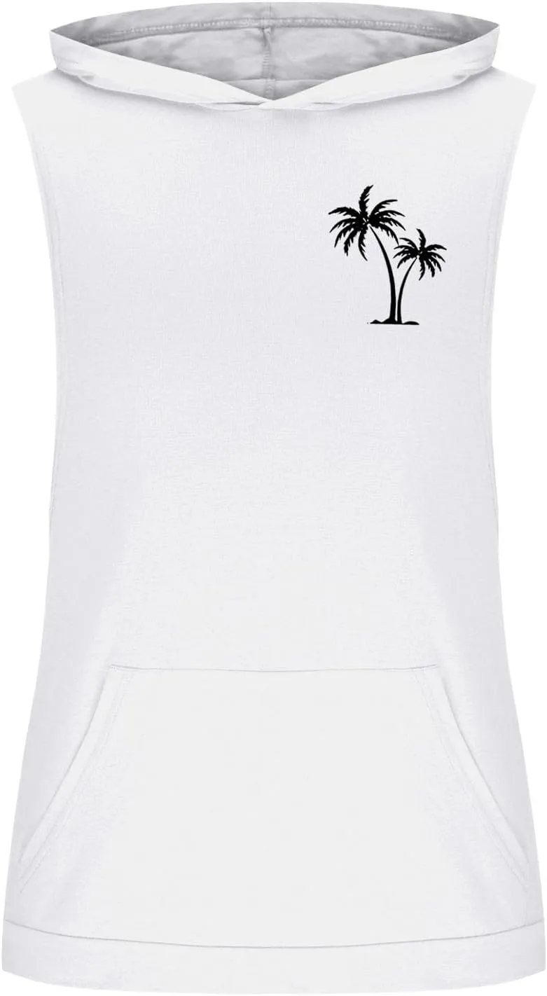 Mens Work Out Gym Beach Vest Hoods Coat for Man Sleeveless Hawaiian Cami Tank Hooded Tropical Fall Winter Vest 2025