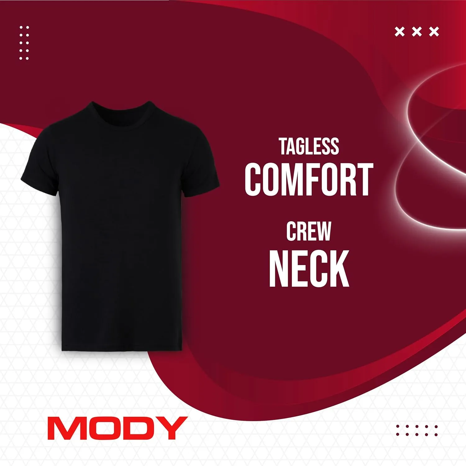 Mody Men's Undershirts 3-Pack, T-Shirts for Men, Crew Neck Undershirt, Cotton Mens Undershirts, Soft Men Tank Tops