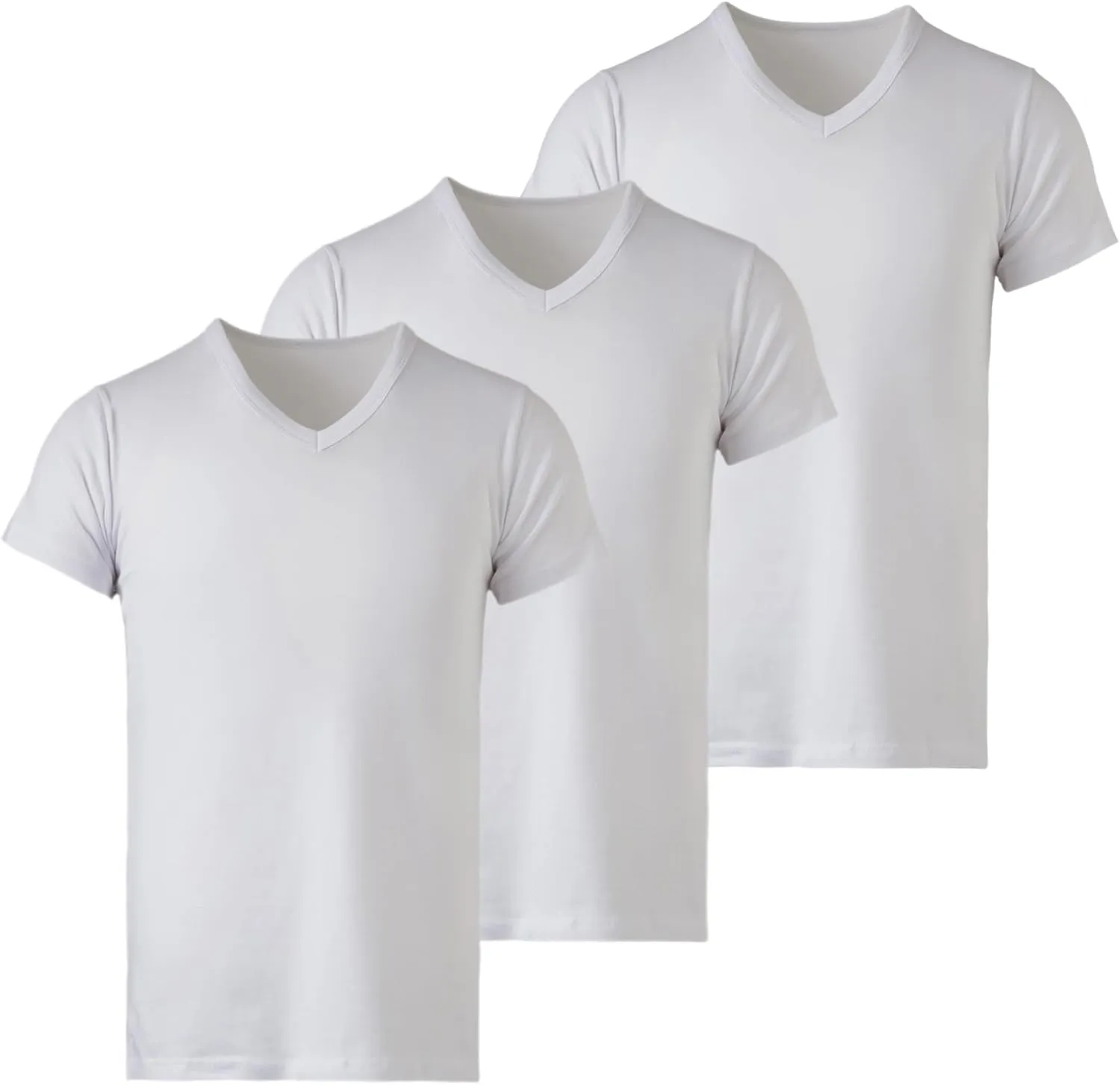 Mody Men's Undershirts 3-Pack, T-Shirts for Men, V-Neck Undershirt, Cotton Mens Undershirts, Short Sleeve Men Tank Tops
