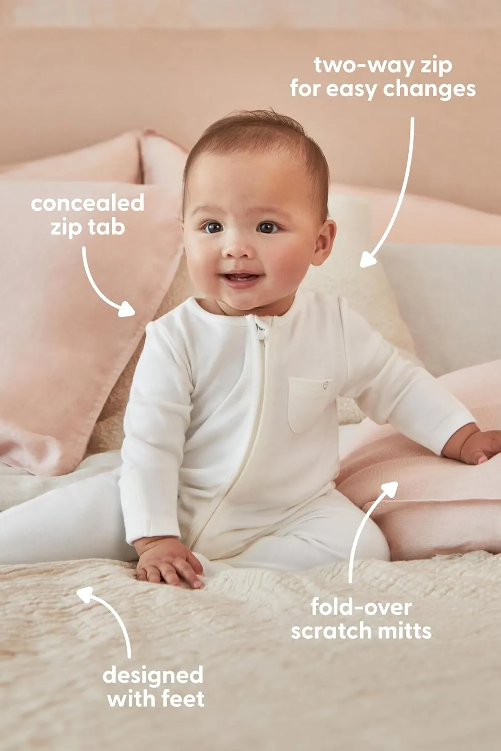 MORI Baby Unisex Clever Pajamas with Two Way Zip - Comfort Breathable Jumpsuit Footed Nightwear for Toddler Boys and Girls