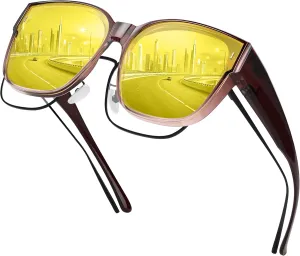 Night Driving Glasses for Men/Women, Anti-Glare Yellow Driving Polarized Night Time Vision Sunglasses