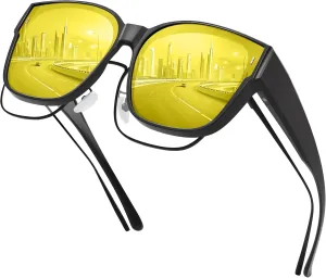Night Driving Glasses for Men/Women, Anti-Glare Yellow Driving Polarized Night Time Vision Sunglasses