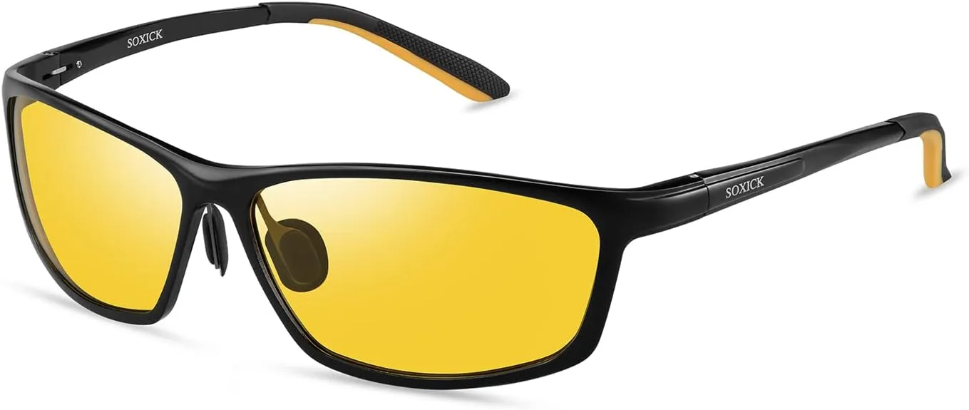 Night Driving Glasses Men, Night Vision Glass for Driving Women Anti-glare Polarized Yellow Tinted
