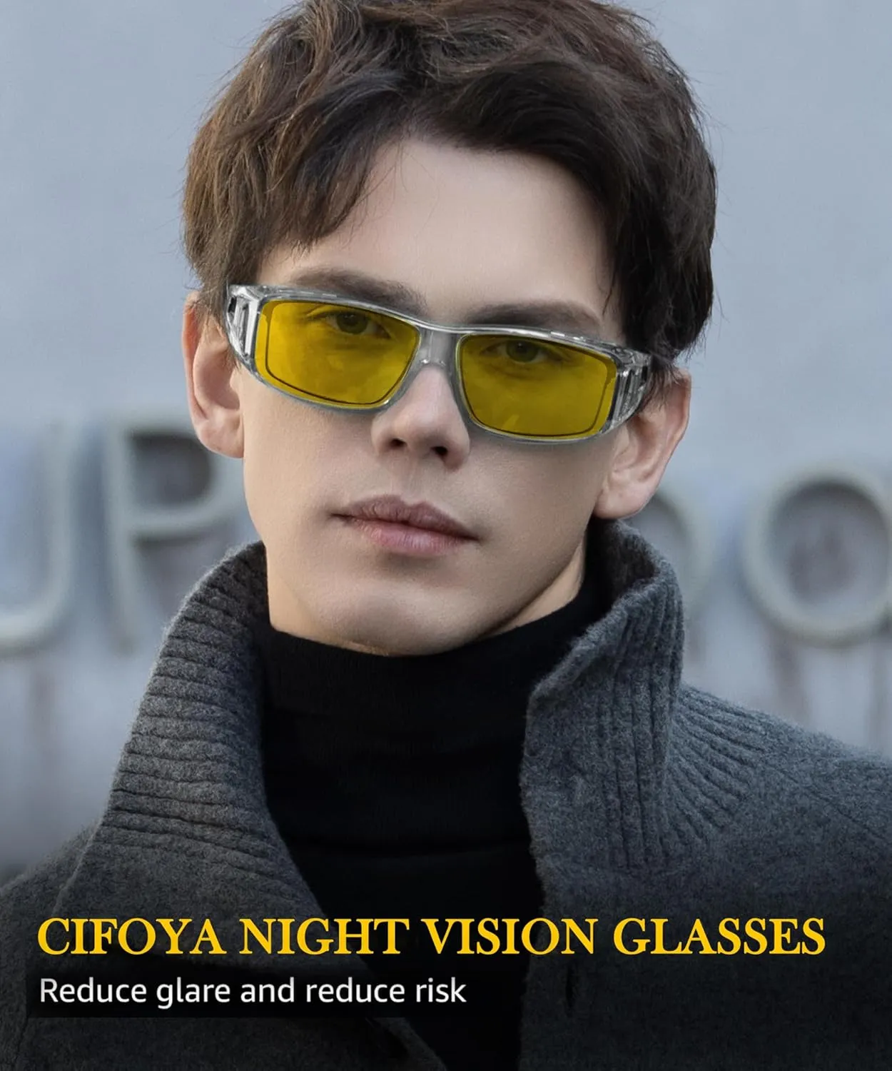 Night-Vision-Driving-Glasses Men Women Over-the-Glasses: Anti Glare Polarized Wrap-Around Night Vision Glasses