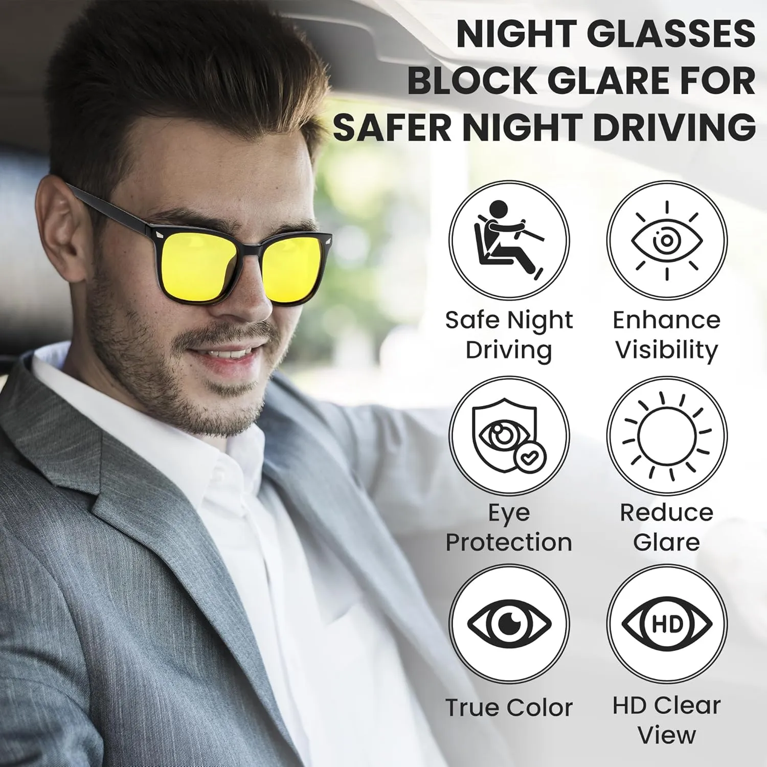 Night Vision Glasses Night Driving Glasses for Men Women Reduce Glare Enhance Vision