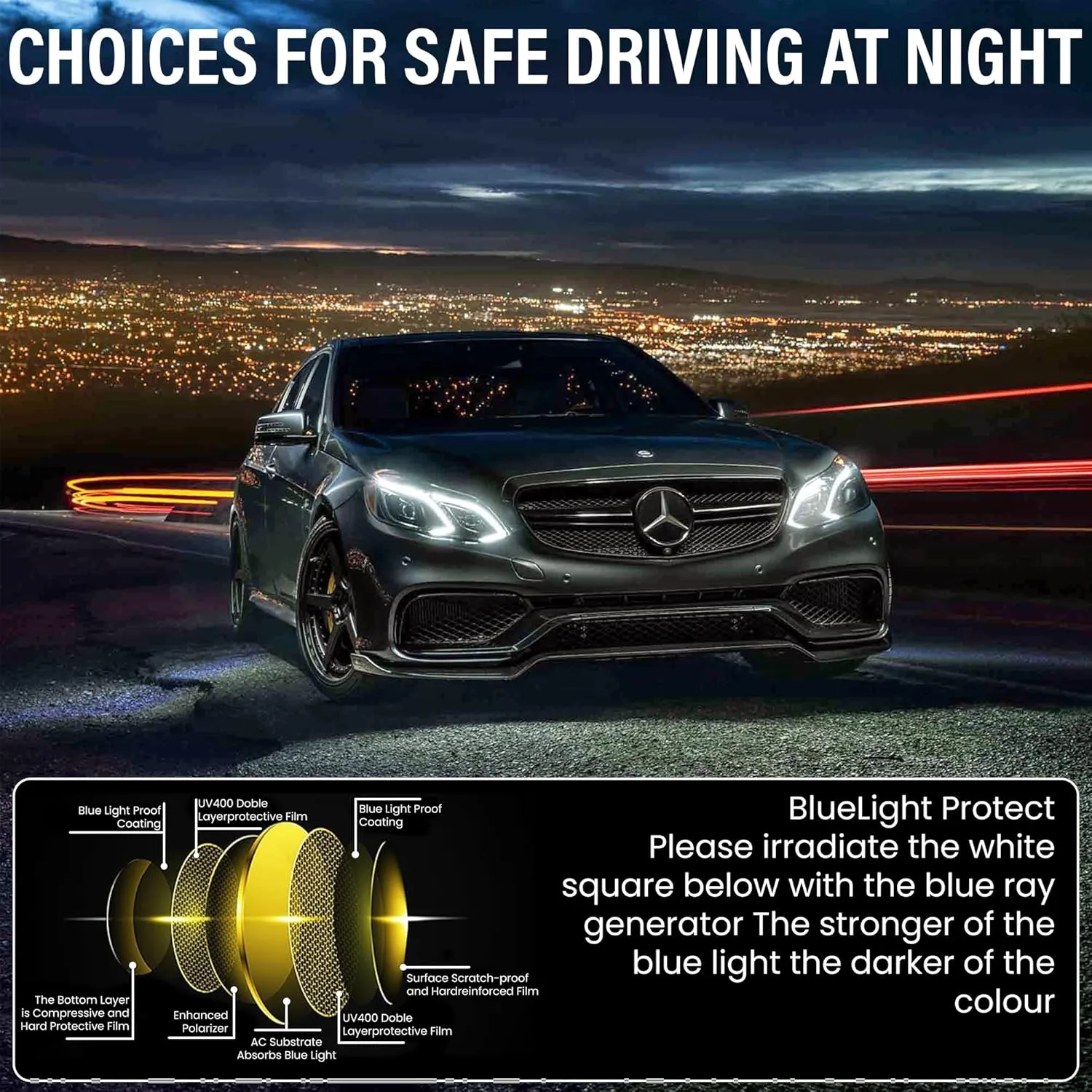 Night Vision Glasses Night Driving Glasses for Men Women Reduce Glare Enhance Vision