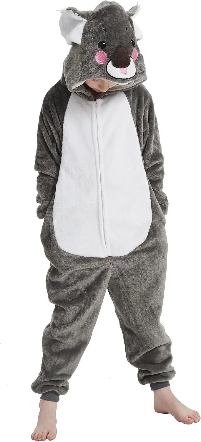 Onesie Kids Plush Animal Costume One Piece Pajamas Girls Boys Teen Halloween Cosplay Sleepwear