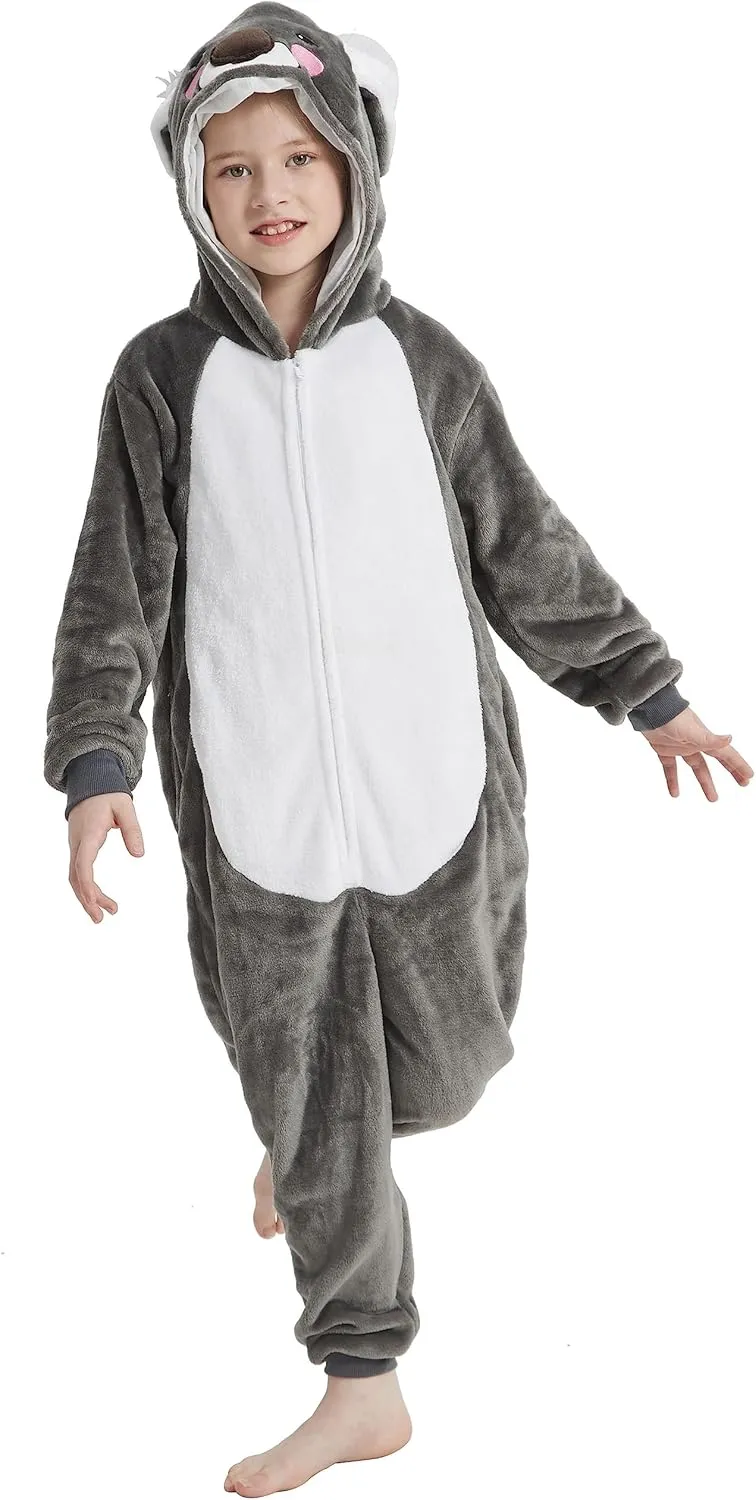 Onesie Kids Plush Animal Costume One Piece Pajamas Girls Boys Teen Halloween Cosplay Sleepwear