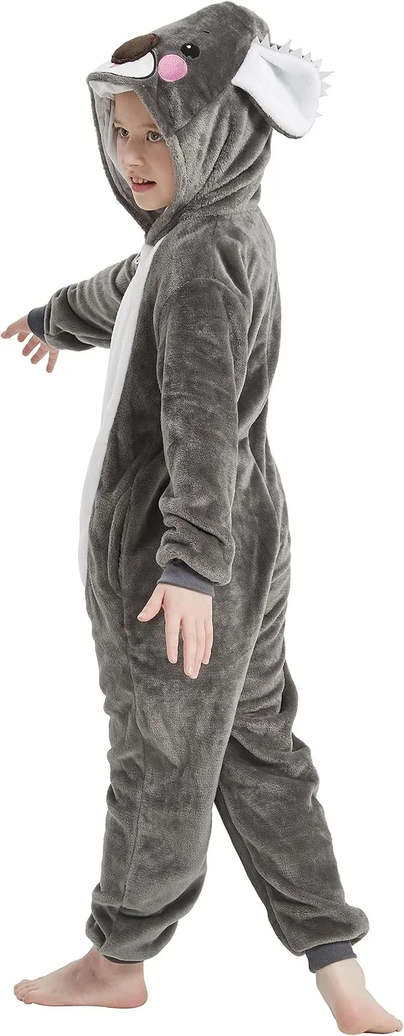 Onesie Kids Plush Animal Costume One Piece Pajamas Girls Boys Teen Halloween Cosplay Sleepwear