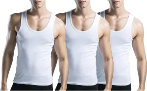 Ouruikia Men's 100% Cotton Tank Top Undershirts Ultra Soft A-Shirts Undershirts Breathable Sleeveless T Shirts