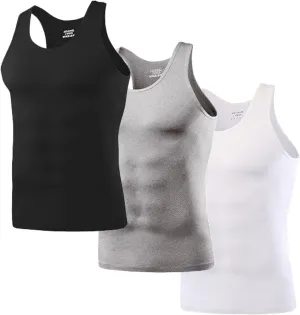 Ouruikia Men's 100% Cotton Tank Top Undershirts Ultra Soft A-Shirts Undershirts Breathable Sleeveless T Shirts