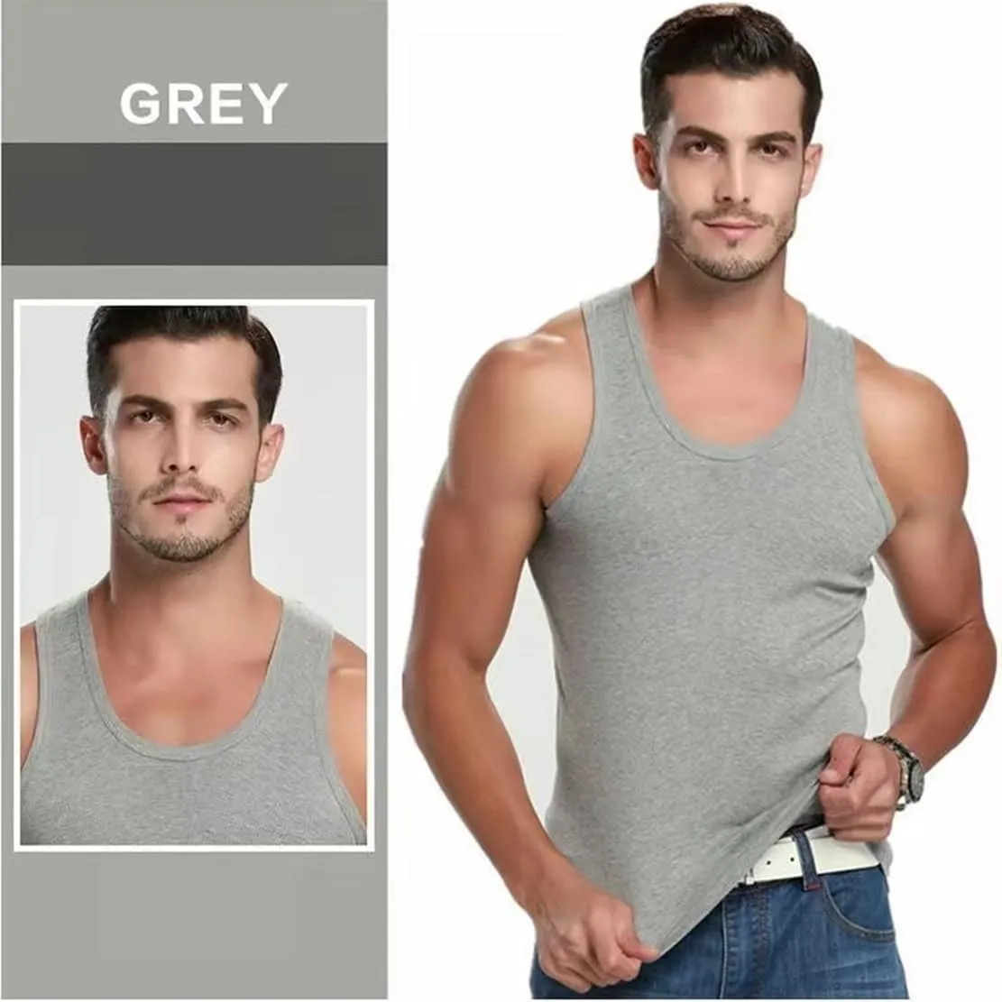 Ouruikia Men's 100% Cotton Tank Top Undershirts Ultra Soft A-Shirts Undershirts Breathable Sleeveless T Shirts