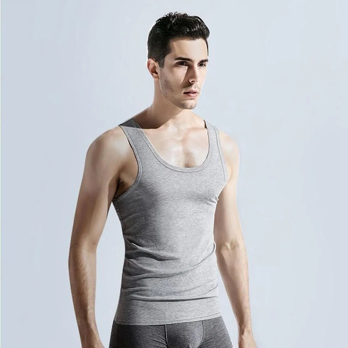Ouruikia Men's 100% Cotton Tank Top Undershirts Ultra Soft A-Shirts Undershirts Breathable Sleeveless T Shirts
