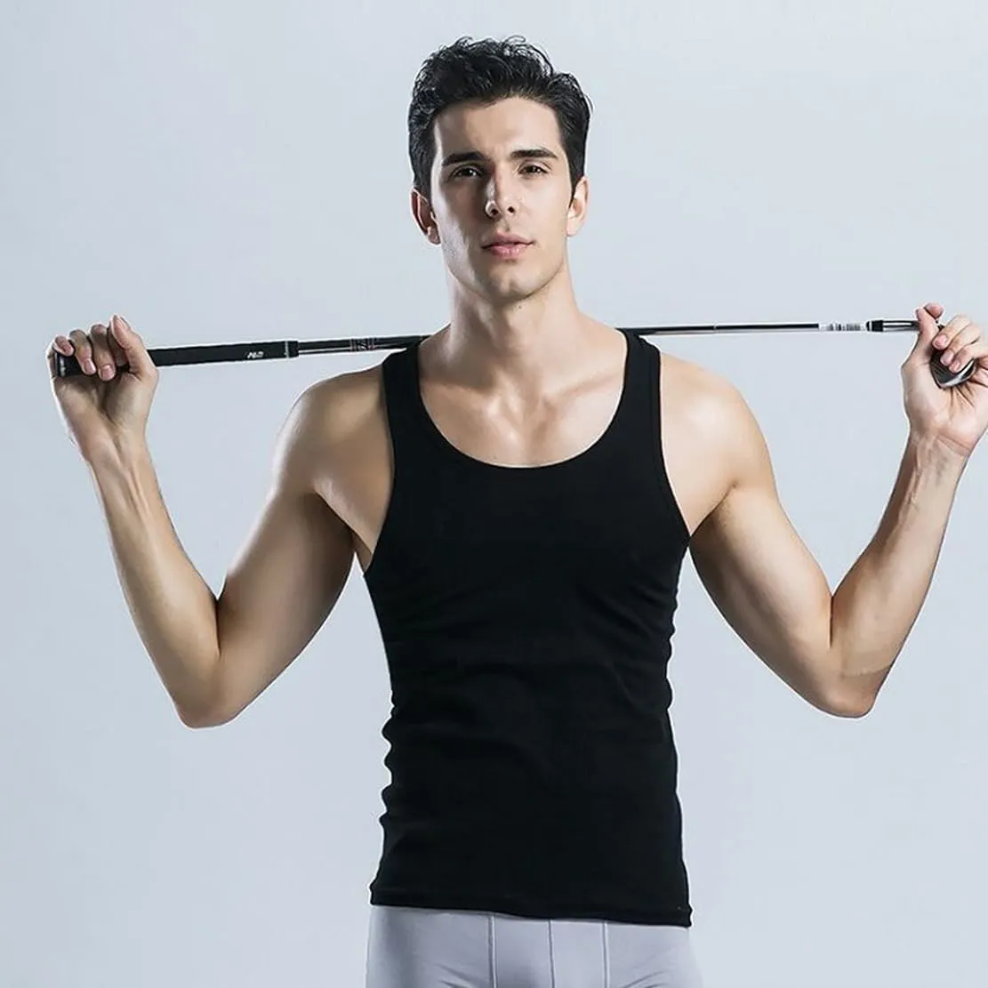 Ouruikia Men's 100% Cotton Tank Top Undershirts Ultra Soft A-Shirts Undershirts Breathable Sleeveless T Shirts