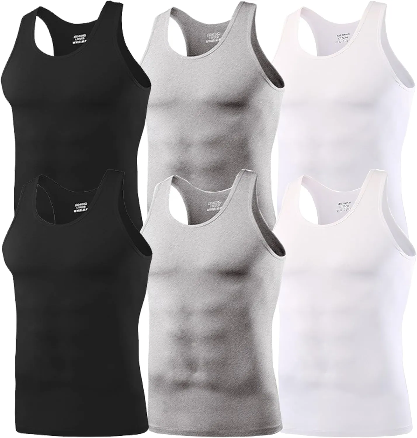 Ouruikia Men's 100% Cotton Tank Top Undershirts Ultra Soft A-Shirts Undershirts Breathable Sleeveless T Shirts