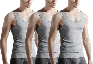 Ouruikia Men's 100% Cotton Tank Top Undershirts Ultra Soft A-Shirts Undershirts Breathable Sleeveless T Shirts