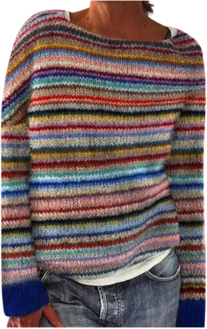Oversized Sweaters for Women Round Neck Jacquard Long Sleeve Comfort Casual Loose Pullover Knitted Warm Tops