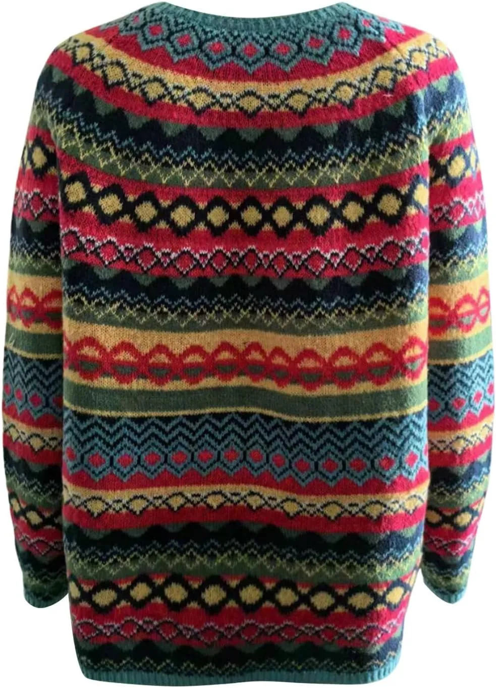 Oversized Sweaters for Women Round Neck Jacquard Long Sleeve Comfort Casual Loose Pullover Knitted Warm Tops