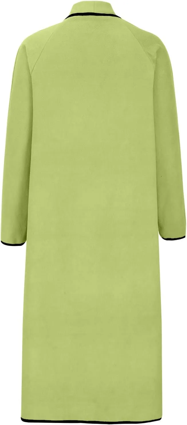 Pea Coats for Women Cashmere Wool Blend Warm Winter Coats Notch Lapel Open Front Trench Coats Overcoat