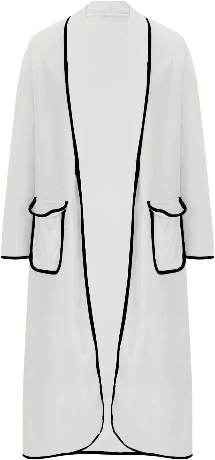 Pea Coats for Women Cashmere Wool Blend Warm Winter Coats Notch Lapel Open Front Trench Coats Overcoat
