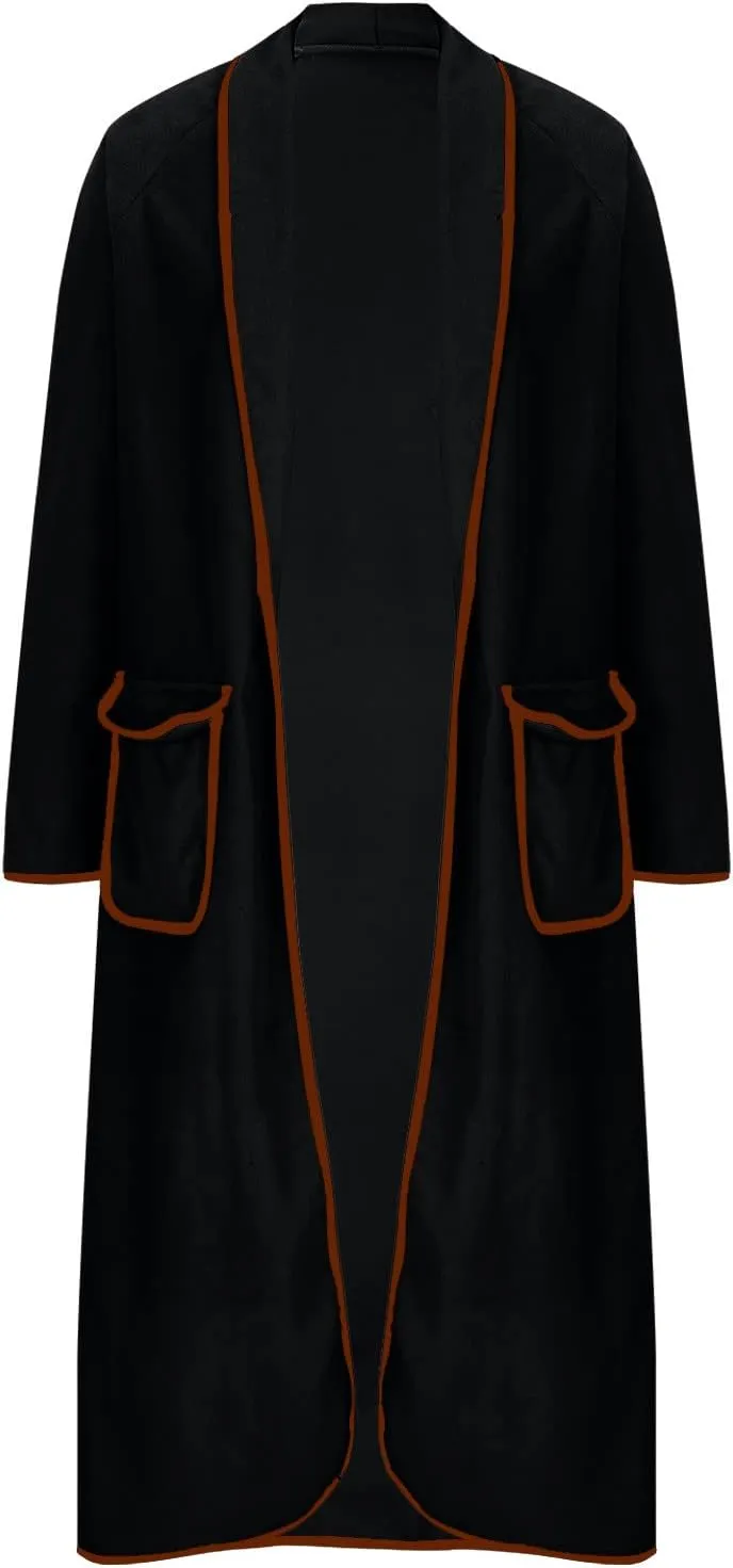 Pea Coats for Women Cashmere Wool Blend Warm Winter Coats Notch Lapel Open Front Trench Coats Overcoat