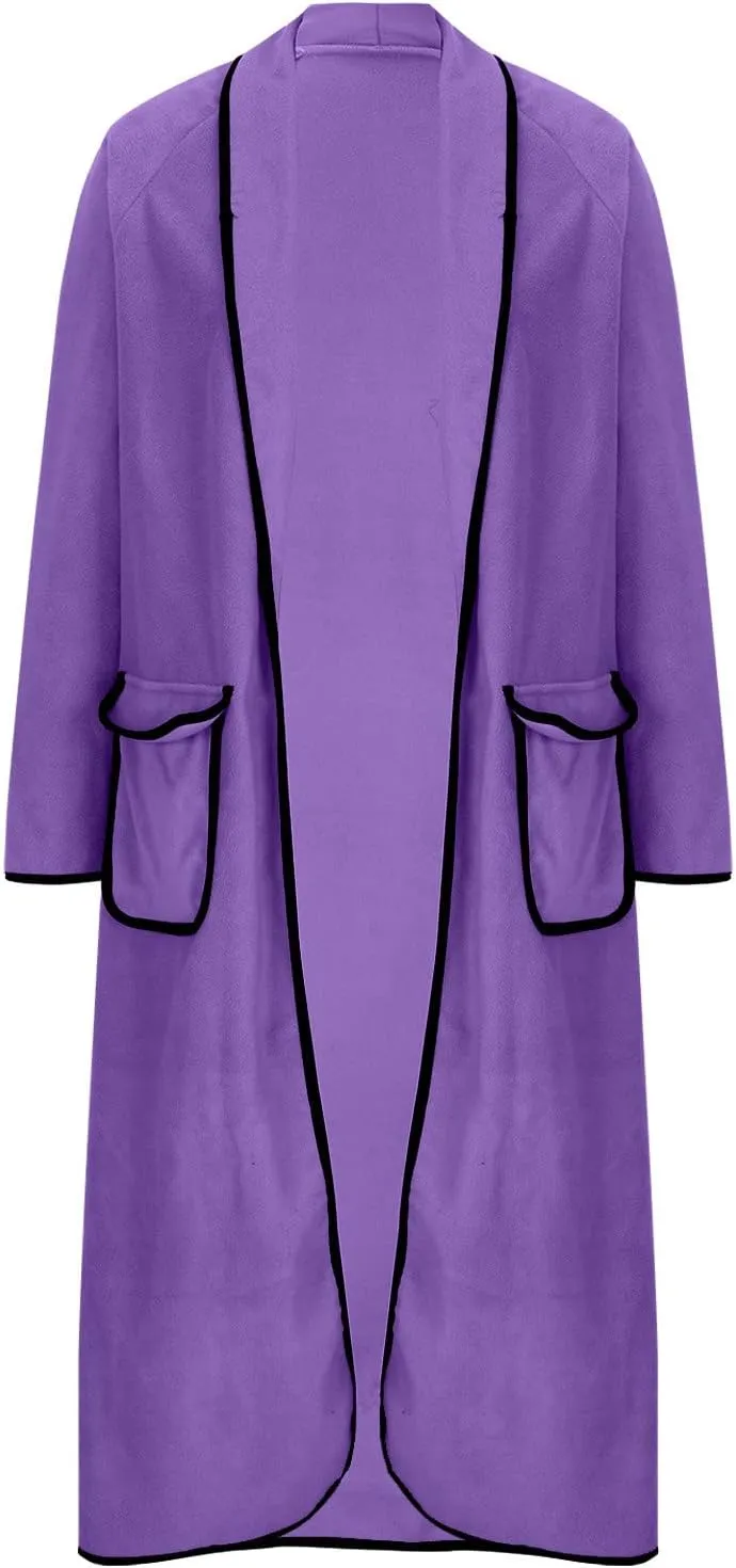 Pea Coats for Women Cashmere Wool Blend Warm Winter Coats Notch Lapel Open Front Trench Coats Overcoat
